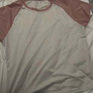 Pink sleeve white tee